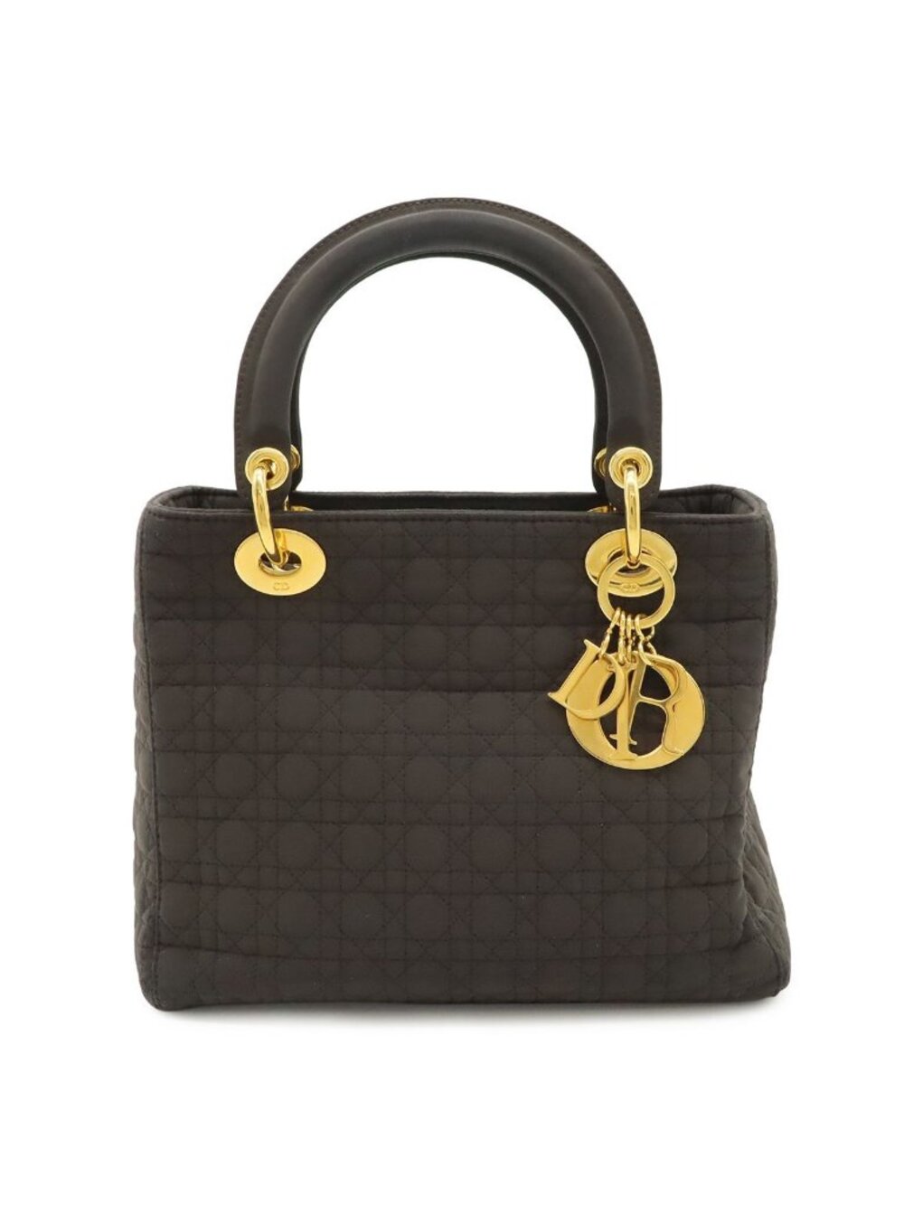 Dior Cannage Tote Nylon Dark Brown Gold - Picture 1 of 8